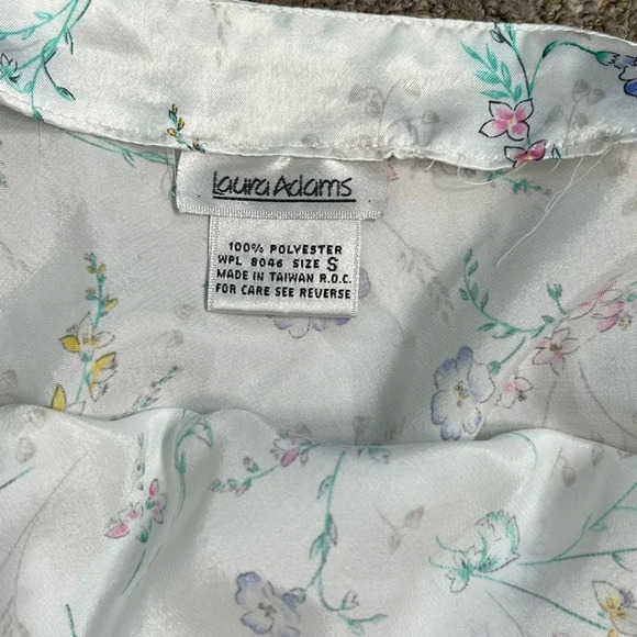 Vintage Laura Adams Womens Satin Floral Teddie Lingerie Size Small - Picture 5 of 5